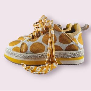 FARM Brasil Shabby Chic Maximalist Polka Dot Square Toe Platformed Shoes Sz 7